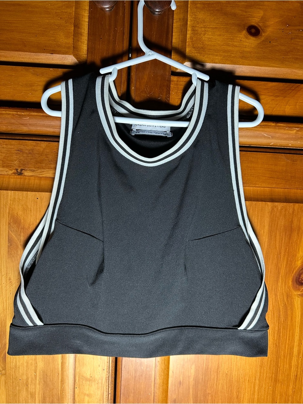 Urban Outfitters Women’s Black Crop Top Tank with White Stripes